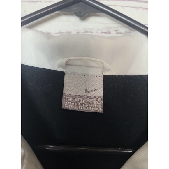 Nike Black White Swoosh Logo Full Zip Athletic Windbreaker Jacket Womans Size XL - Picture 5 of 5